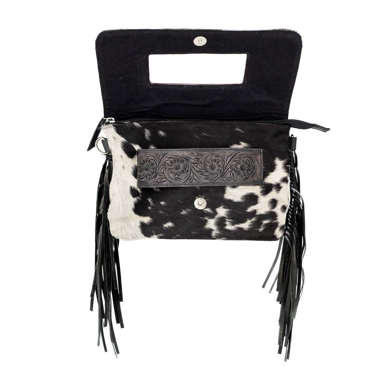 Hide Away Bag- Black and White Cross Body Cuff Clutch