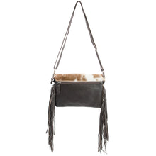Load image into Gallery viewer, Hide Away Bag - Cross Body Cuff Clutch w/ Fringe Brown