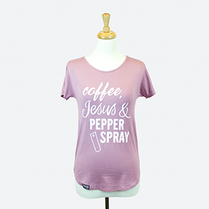 Coffee, Jesus & Pepper Spray Shirt - Mauve